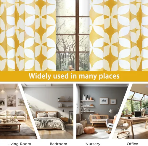 Vista 6 de DriftAway Amelia - Cortinas térmicas blackout con ojales, para oscurecimiento de habitación, estampado geométrico retro, estrella circular, set de 2