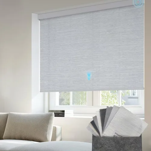 Vista 38 de Motorized Light Filtering Shades Compatible with Alexa Google Smart Blinds Automatic Window Shade Remote Control 70% Blackout Sunny Black