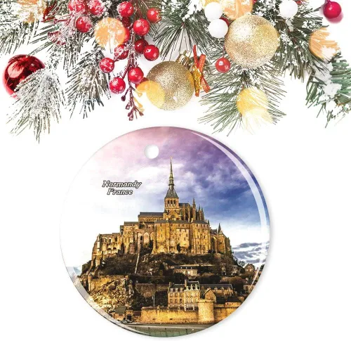 Vista 3 de Decoración de Navidad Normandía Francia, adorno de Navidad, recuerdo de recuerdo, adorno de Navidad, regalo de árbol de Navidad, adorno de cerámica