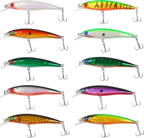 Vista 14 de Kit de señuelos de pesca, juego de cebos duros, pececillos, cebos de baño, lápiz de pesca artificial, kit de cebo de pesca para lubina, trucha