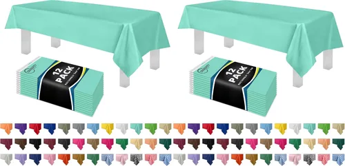 Vista 23 de Mantel de plástico de alta calidad - 54 in. x 108 pulgadas. Grandipity - Mantel rectangular (6 y 12 unidades), Agua (Aqua) Aqua Plastic table