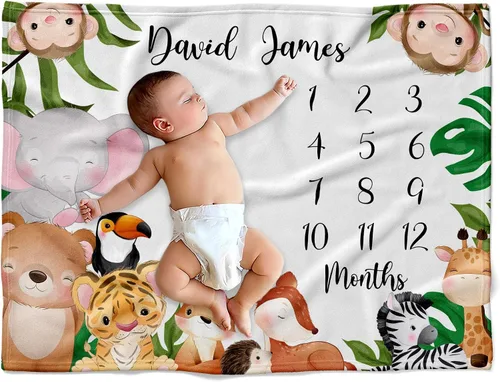 Vista 32 de Manta de bebé de alpaca personalizada, manta de bebé con nombre personalizado, decoración de guardería de cactus, recién nacido, regalos