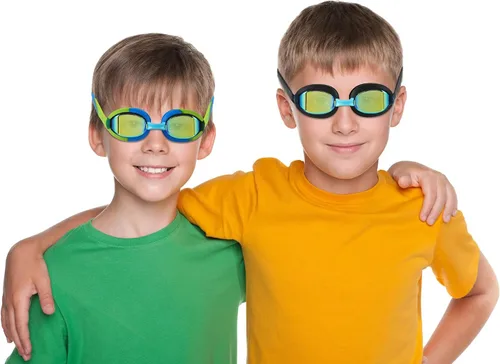 Vista 6 de Gafas de natación para niños de 3 a 14 años, paquete de 2 gafas de natación para niños/niños/niñas con estuche