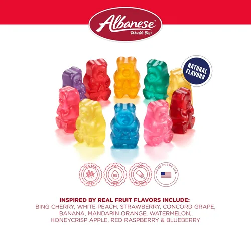 Vista 5 de Albanese World's Best True to Fruit™ - Gomitas de frutas favoritas estadounidenses, bolsa de caramelo de 0.75 onzas (paquete de 200)