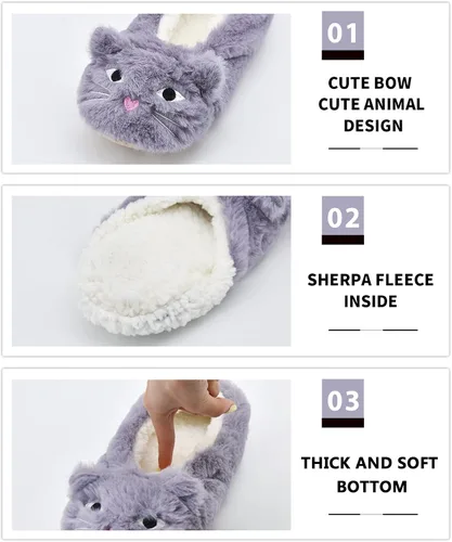 Vista 2 de DICUIRD Pantuflas para mujer, de corte bajo, cómodas y cálidas, antideslizantes, para dormitorio
