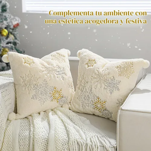 Vista 2 de Lewondr Funda para Almohada Decorativa, 45x45 cm Juego de 2 Fundas de Almohada de Doble Cara de Pelo Sintético Cómodas y Suavemente Decorativas