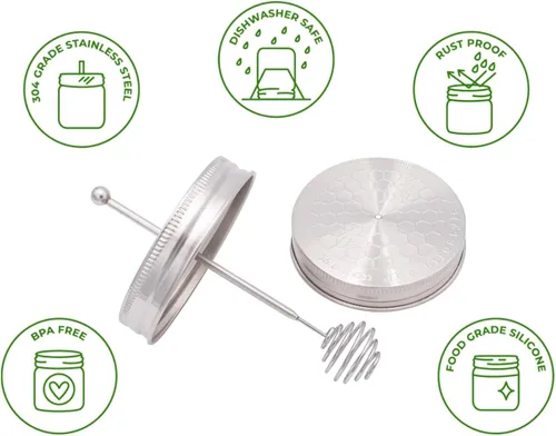 Vista 3 de Mason Jar Lifestyle - Olla de acero inoxidable para miel (boca regular)