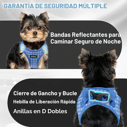 Vista 8 de AIITLE Step in - Juego de arnés y correa para perro pequeño, chaleco para Azul