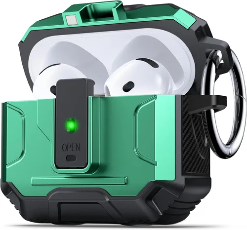 Vista 11 de DASFOND - Funda de armadura para AirPods de 2ª y 1ª generación, carcasa de cuerpo completo de grado militar a prueba de golpes, soporte de carga