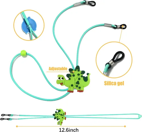 Vista 5 de ZXSWEET 8 correas ajustables antideslizantes de dinosaurio para gafas para niños y niñas