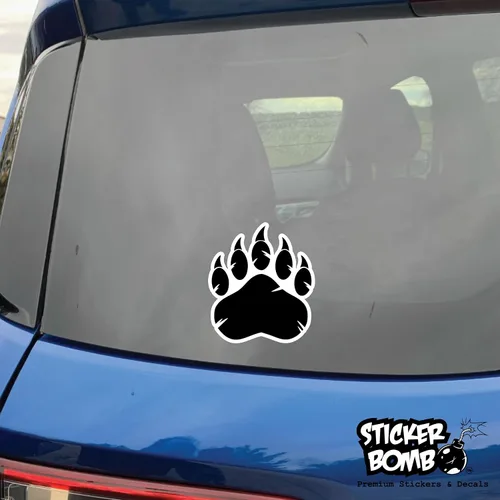 Vista 3 de Grizzly Bear Paw Prints - Paquete de 2 calcomanías para parachoques, calcomanías de Sticker Bomb Vinyl para automóvil, camión, computadora
