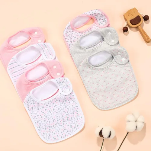 Vista 6 de Paquete de 7 baberos absorbentes de algodón para bebés para babear la dentición