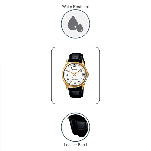 Vista 7 de Casio - Reloj de cuarzo japonés con correa de piel color negro 22 modelo EAW-MTP-V001GL-7B