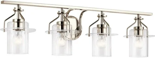 Vista 8 de Kichler Everett™ - Lámpara de tocador con 2 luces de 16 pulgadas con cristal transparente en níquel pulido