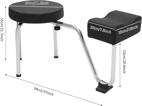 Vista 2 de Taburete de pedicura con reposapiés, reposapiés de pedicura ajustable en altura y longitud, estación de manicura de uso en salón para spa, salón