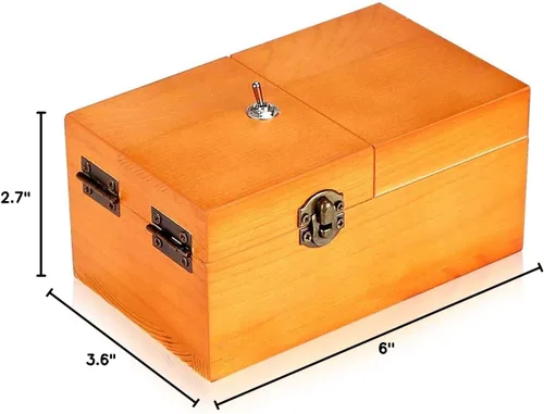 Vista 8 de Calary Caja inútil que se apaga en una caja de almacenamiento de madera, a máquina, totalmente montada en caja, regalos para adultos y niños