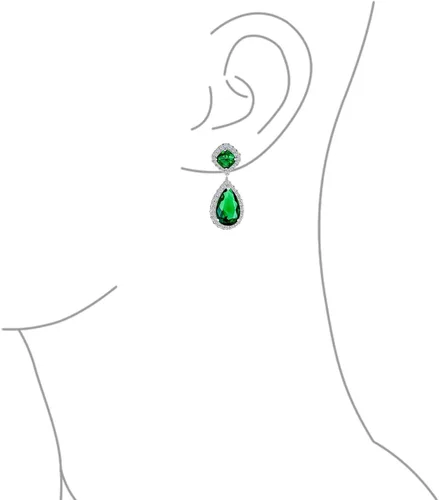 Vista 3 de Aretes colgantes clásicos de circonita cúbica AAA con circonita cúbica para mujer, para graduación, plata de ley 925, 6, 0.472in, Gema Metal