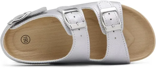 Vista 7 de Sandalias ajustables de doble hebilla para niñas y niños, zapatos de verano ligeros con velcro para niños pequeños y grandes