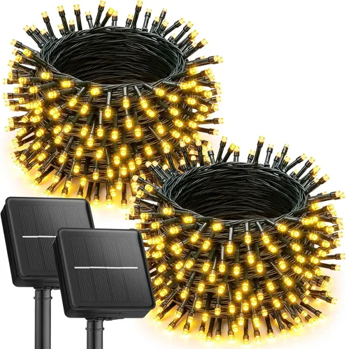 Vista 10 de Brightown Paquete de 2 luces solares de cadena para exterior, cada una de 46 pies, 120 luces LED, luces solares de cadena para exterior con 8 modos