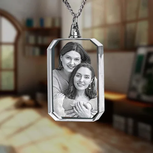 Vista 6 de ArtPix 3D Foto de cristal, Collar personalizado de Navidad, Regalos de Navidad personalizados para mamá, mujeres, esposa, para ella, abuela, grandes