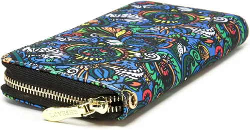 Vista 34 de Cartera de mano para mujer, estilo bohemio, con RFID, elegante, espaciosa con correa para viajes, capacidad para tarjetas, teléfono, dinero