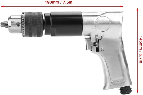 Vista 5 de Taladros de pistola neumática, taladro neumático de 1/2 pulgada, 700 rpm CW/CCW tipo mango reversible de velocidad variable herramienta