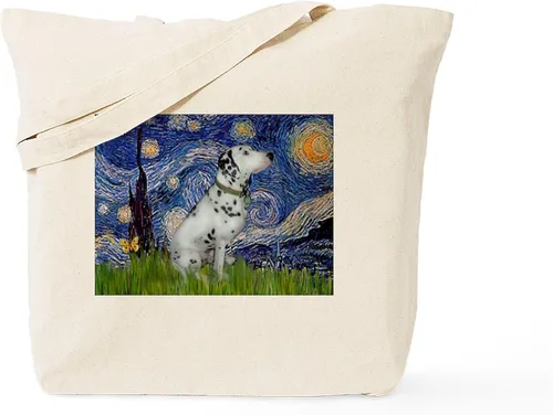Vista 8 de CafePress The Starry Night by Vincent Van Gogh - Bolsa de lona reutilizable de lona beige, Caqui, S