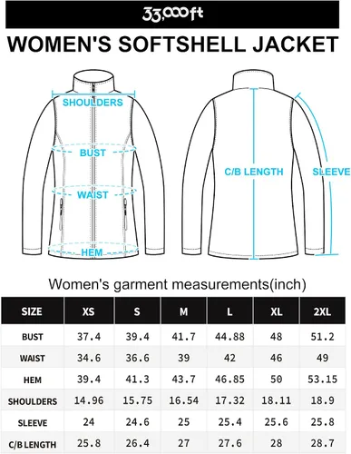 Vista 7 de 33,000ft Chaqueta ligera Softshell para mujer, con forro polar, rompevientos, impermeable, cálida para correr, golf, senderismo