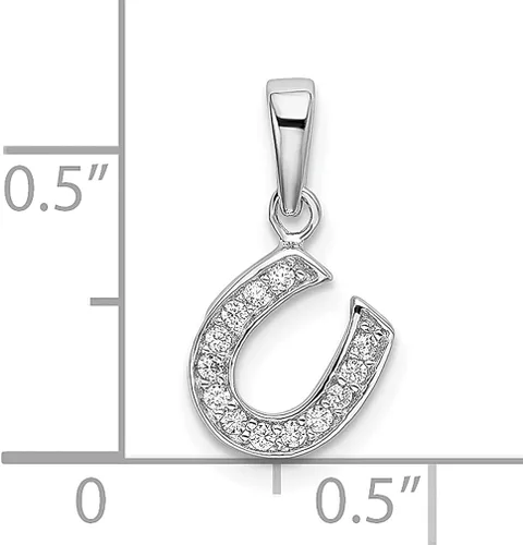 Vista 4 de Collar con dije de herradura de plata de ley 925 circonita cúbica circonita cúbica buena suerte cuerno italiano joyería fina para mujer regalos