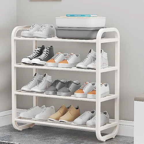 Vista 8 de Organizador de almacenamiento de 4 niveles, zapatero portátil, organizador de zapatos de pie, estante de zapatos de metal