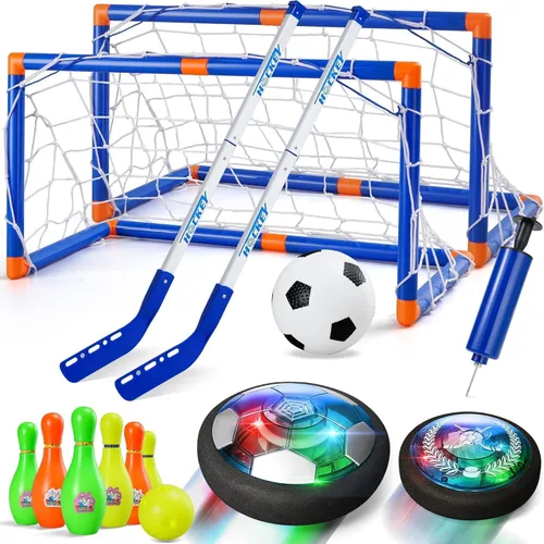 Vista 8 de Nazano Balón de fútbol LED Hover, juego de fútbol flotante con 2 porterías, juego de fútbol interior para niños y niñas, regalos de cumpleaños
