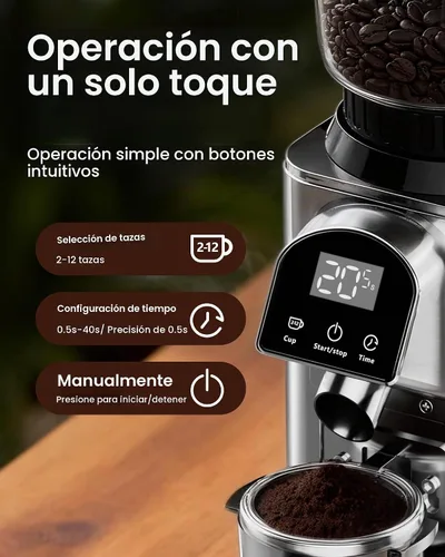 Vista 4 de Molinillo de café cónico, molinillo de café eléctrico