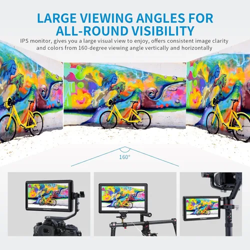 Vista 7 de FEELWORLD S55V2 5.5 pulgadas DSR Cámara Monitor de Campo Pequeño Full HD 1920x1152 IPS Video Assist Mit HDMI Salida y Entrada