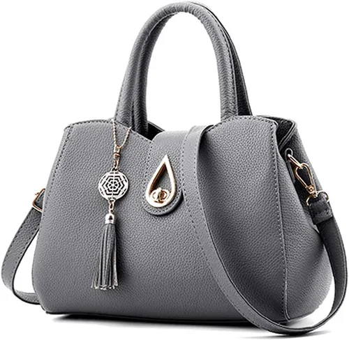 Vista 9 de Pahajim Bolso de cuero sintético para mujer, con asa superior, cartera de dama, elegante, para trabajo, ataché, bolsa de mano Medium structured
