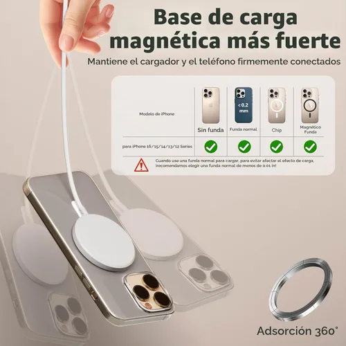 Vista 2 de [Certificado MFi de Apple] Cargador magnético sin llave de 10 pies