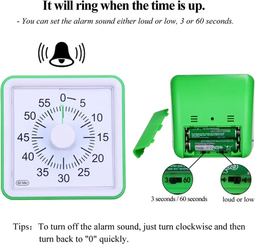 Vista 2 de Bonito temporizador visual de 60 minutos, reloj de cuenta regresiva para el aula, temporizador silencioso para niños y adultos, herramienta