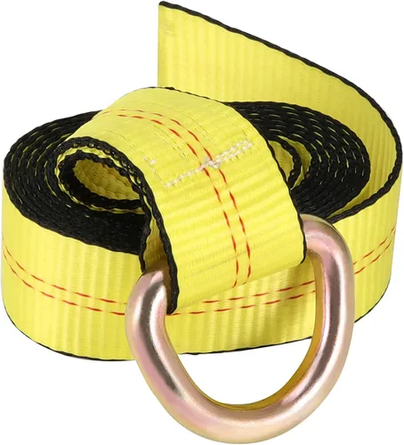 Vista 4 de JOIKIT Paquete de 4 Correas de Remolque Tipo Lazo de 2 Pulgadas x 8.2 Pies con Anillo en D Amarre Automático para Elevador de Ruedas, Grúa Amarillo