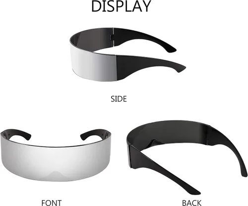 Vista 6 de FEISEDY Gafas de sol con visera cibernética futurista de los años 80 para hombres y mujeres, estilo punk, Cosplay B2740