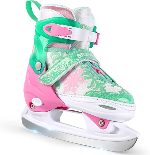 Vista 10 de Patines de hielo ajustables para niños y niñas, patines de hockey sobre hielo para principiantes de 4 a 12 años, zapatos de patinaje sobre hielo