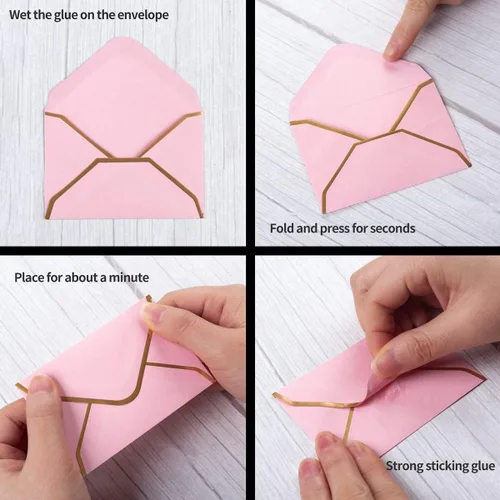 Vista 3 de 100 Piezas Sobres Mini para Tarjetas de Regalo Coloridos Sobres Pequeños con Solapa en V con Borde Dorado para Tarjetas de Notas en Blanco, Tarjetas