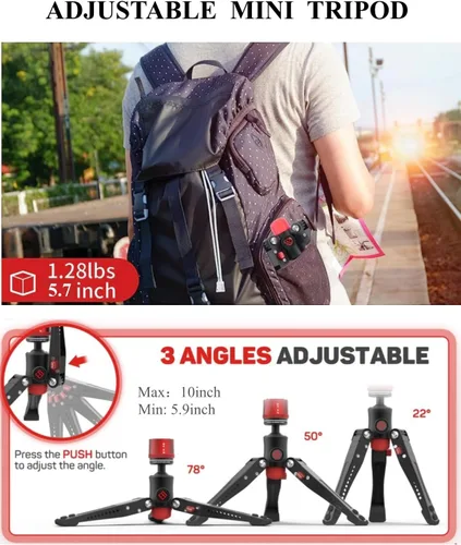 Vista 6 de IFOOTAGE Trípode CB3 BASE, mini trípode de aluminio con base de perfil bajo con placa de liberación rápida de 3/8 pulgadas y 1/4 pulgadas, carga