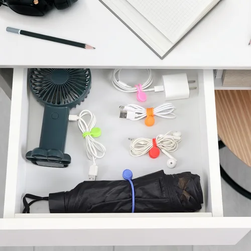 Vista 6 de 10 bridas magnéticas reutilizables, organizador de cables magnético de 4.3 pulgadas, lazos de silicona con imán fuerte para oficina, escuela, hogar