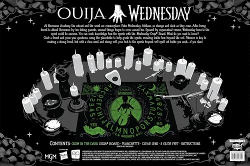 Vista 7 de Ouija: Miércoles Inspirado en la popular serie original Miércoles Juego de mesa clásico coleccionable Ouija Juego y mercancía con licencia