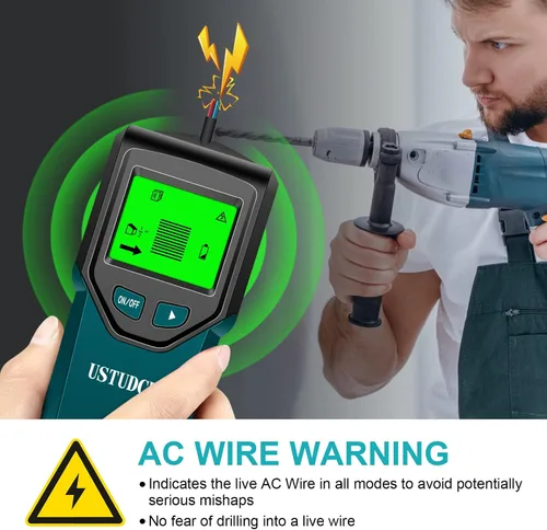 Vista 3 de Buscador de pernos – Escáner electrónico de pared 5 en 1, sensor de pernos con pantalla LCD digital y chip inteligente inteligente, detector