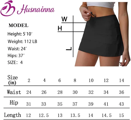 Vista 5 de Husnainna - Falda de tenis plisada de cintura alta con bolsillos, falda pantalón de golf para mujer, pantalones cortos incorporados