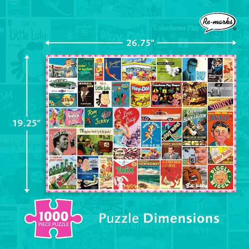 Vista 3 de Re-Marks Rompecabezas de cultura pop de los años 50, rompecabezas de 1000 piezas para todas las edades, rompecabezas familiar
