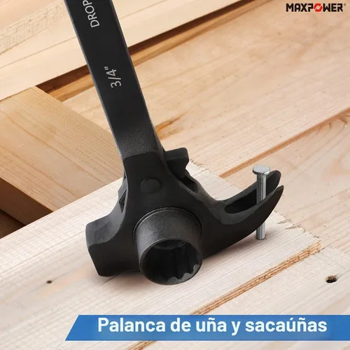 Vista 4 de MAXPOWER - Llave de andamio Spud de 3/4" x 7/8" Llave Podger de doble enchufe, funciones multifuncionales con barra de palanca de garra y cara
