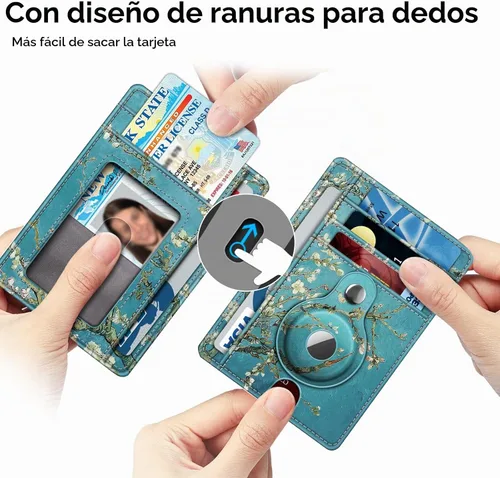 Vista 4 de SITHON Cartera delgada minimalista con bolsillo frontal con soporte integrado, soporte para tarjetas de crédito con bloqueo RFID con ventana