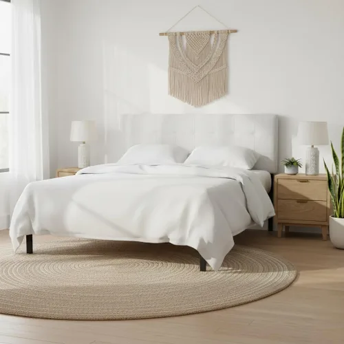 Vista 25 de Naomi Home Cassandra - Cabecero capitoné tamaño Queen, tapizado en tela de lino duradera, amortiguación de espuma de alta calidad, altura ajustable