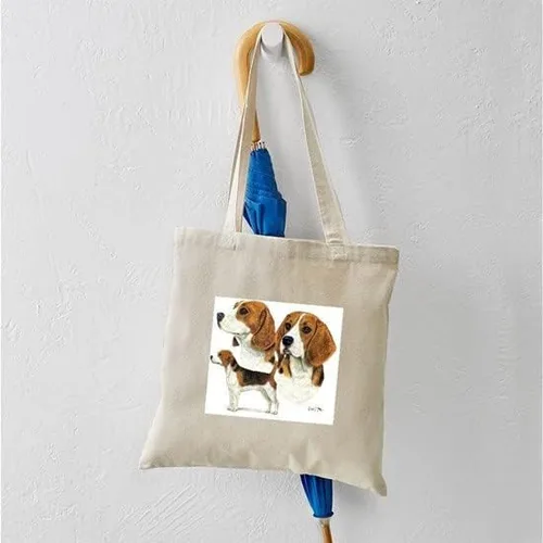 Vista 7 de CafePress Beagle - Bolso de mano múltiple de lona natural bolsa de compras reutilizable